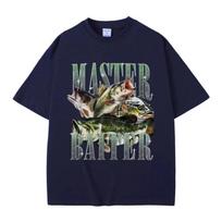 Meškerės meistras Ešerių žvejyba Žvejys Juokingi Mėmės Grafiniai Marškinėliai Vyrams Laisvalaikio Medvilniniai T-shirt'ai Trumpomis Rankovėmis Vasariniai Pop T Marškinėliai S juoda