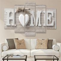 Sienos meno drobės paveikslai ant sienos, 5 vnt., raidžių „Home“ šriftu spausdinti paveikslėliai, moderni svetainės, miegamojo dekoracija 20X35 20X45 20X55CM gray