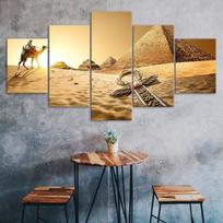 Egypt Pyramids Camel Animal Desert Scenery 5 Piece Five Panel Wall Canvas Print Modern Art Poster Picture Home Decor Gift For Him For Her 20x35 20x45 20x55cm