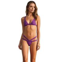 2Pcs/Set Summer Bikini Set Mesh Splicing Triangle Tops Adjustable Straps Breathable Quick-Dry Fabric Strap Bottoms Set Quick Drying Swimwear S violetinė