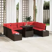 Sodo Sofų Rinkinys su pagalve 10 pcs Ruda ir raudona