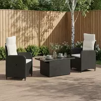 Lauko valgomojo komplektas 3 pcs Juoda ir kreminė balta