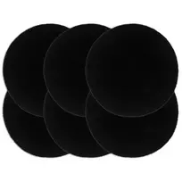 Stalo kilimėliai, 6 vnt., juodi, 38cm, medvilnė, apvalūs