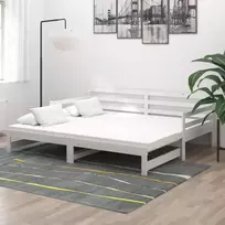 Ištraukiama lova, balta, 2x(90x200)cm, pušies medienos masyvas