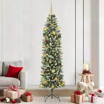 Dirbtinis lieknas Kalėdų medis su 300 LED Žalia ir balta 210 cm