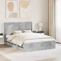 Lovos rėmas su saugojimu ir nugara Betono pilka 160 x 200 cm