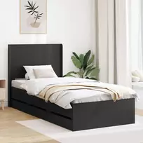 Lovos rėmas su saugojimu ir nugara su stalčių Juoda 75 x 190 cm