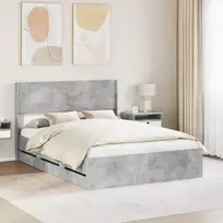 Lovos rėmas su saugojimu ir nugara Betono pilka 135 x 190 cm
