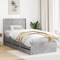 Lovos rėmas su saugojimu ir nugara Betono pilka 90 x 200 cm