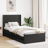 Lovos rėmas su saugojimu ir nugara su stalčių Juoda 75 x 190 cm