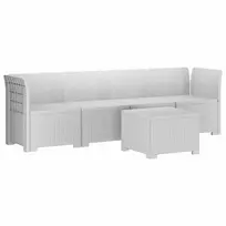 4 vietų sodo sofa pintinės išvaizdos PP Balta