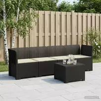 4 vietų sodo sofa su pagalvėmis pintinės išvaizdos PP Antracito