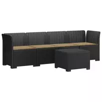 4 vietų sodo sofa su pagalvėmis pintinės išvaizdos PP Antracito