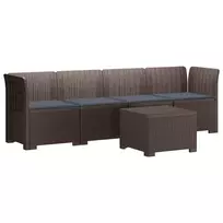4 vietų sodo sofa su pagalvėmis pintinės išvaizdos PP Ruda