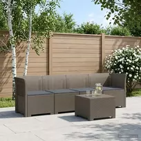 4 vietų sodo sofa su pagalvėmis pintinės išvaizdos PP