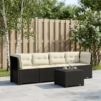 4 vietų sodo sofa su pagalvėmis pintinės išvaizdos PP Antracito