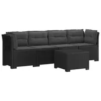4 vietų sodo sofa su pagalvėmis pintinės išvaizdos PP Antracito