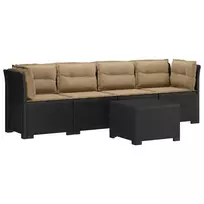 4 vietų sodo sofa su pagalvėmis pintinės išvaizdos PP Antracito