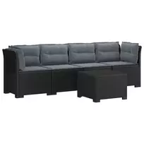 4 vietų sodo sofa su pagalvėmis pintinės išvaizdos PP Antracito