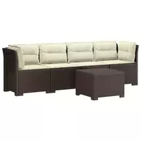 4 vietų sodo sofa su pagalvėmis pintinės išvaizdos PP Ruda