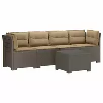 4 vietų sodo sofa su pagalvėmis pintinės išvaizdos PP