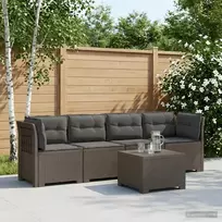 4 vietų sodo sofa su pagalvėmis pintinės išvaizdos PP
