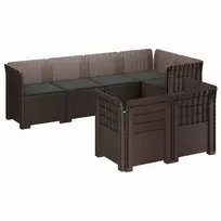 7-Vietis Sodo Sofa su Pagalvėlėmis Ratanas PP Ruda