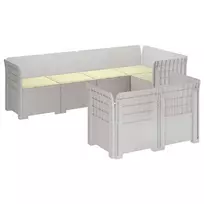 7-Vietis Sodo Sofa su Pagalvėlėmis Ratanas PP Balta