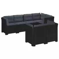 7-Vietis Sodo Sofa su Pagalvėlėmis Ratanas PP Antracito