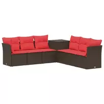 Sofos komplektas 7 pcs Ruda ir raudona Poli ratanas ir plienas