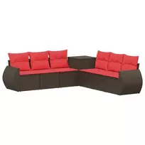 Sofos komplektas 7 pcs Ruda ir raudona Poli ratanas ir plienas