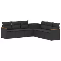 Sofos komplektas 7 pcs Juoda Poli ratanas ir plienas