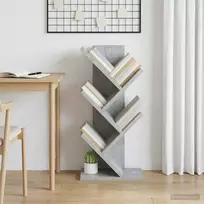 Medinis 4-juos aukštų knygų stovas 30 x 18 x 60 cm Betono pilka