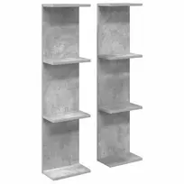 Sieninė lentyna 2 pcs Betono pilka 22 x 15 x 100 cm