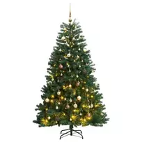 Kalėdų eglutė su šarnyrinėmis šakomis/LED/žaisliukais, 180cm