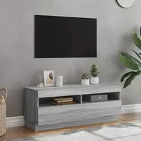 Televizoriaus spintelė su LED, pilka ąžuolo, 100x35x40cm
