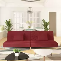 Dvivietė sofa-lova su dvejomis pagalvėmis, vyno, audinys