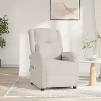Elektrinis masažinis krėslas, kreminės spalvos, aksomas