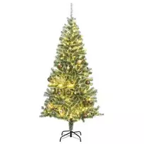 Dirbtinė Kalėdų eglutė su 300 LED/žaisliukais ir sniegu, 240cm