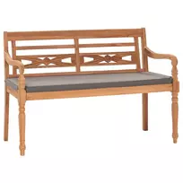 Batavia suoliukas su tamsiai pilka pagalve, 120cm, tikmedis