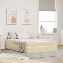 Lova su daiktų laikymo vieta ir čiužiniu Kreminė 140 x 190 cm
