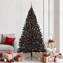 Dirbtinis prieššventinis eglutė su šviesomis Juoda 210 cm PVC