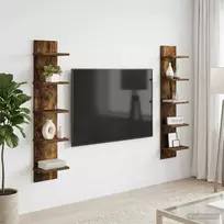 Sieninė lentyna 2 vnt. Dūminio ąžuolo 22 x 15 x 100 cm