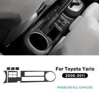 Carbon Fiber Interior Sticker Set for Toyota Yaris 2006-2011 Gear Shift Handbrake Cup Holder Black Carbon