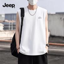 JEEP Men's Summer Heavy Cotton Vest with Mountain Logo 3XL