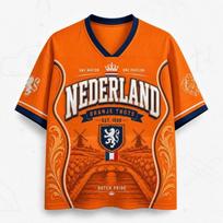 2026 Dutch Fan Uniform Football Print Breathable V-neck Mesh Football T-shirt Is A Must-have for Fans M