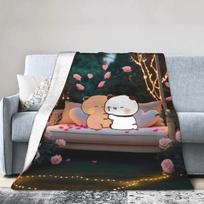 Bubu Dudu Heart Love Blanket Soft Warm Plush Throw for Kids Couch Bed Flannel Bedspread Cover Size: 75*100cm, Weight: 230 GSM