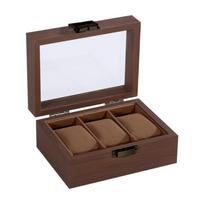 Wooden Watch Storage Box with Lock & Dust-Proof Glass Lid 8 Slot Watch Display Case for Valuable Wristwatch Collection C