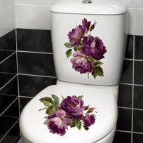 2Pcs Creative Rose Flower Waterproof Toilet Sticker Bathroom Wall Background Decal Home Decoration Self-adhesive Posters A6