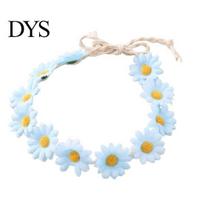 Children Stage Performance Headband Daisy/Sunflower Wreath for Women Girls, Adjustable Floral Crown Cute Macaron Color Flower Beach Vacation B